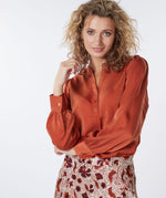 Sateen V-neck Blouse