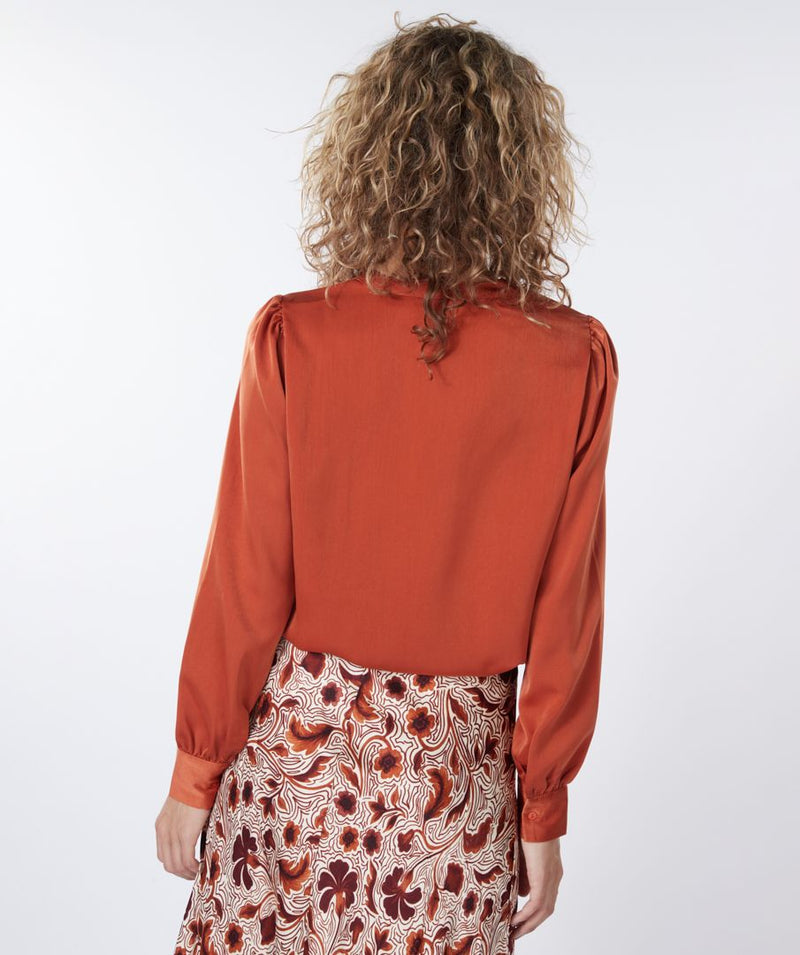 Sateen V-neck Blouse