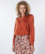 Sateen V-neck Blouse