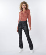 Vegan Leather Flared Split Trouser